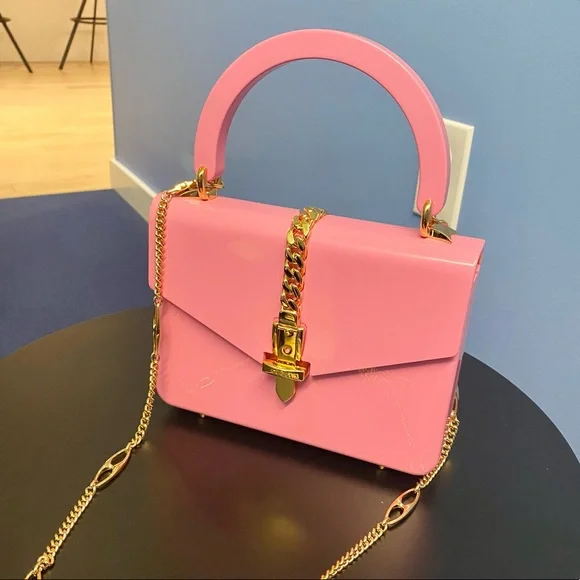 Gucci Limited Edition Sylvie 1969 Plexiglass Mini Bag w/ gold hardware and chain - Picture 15 of 16